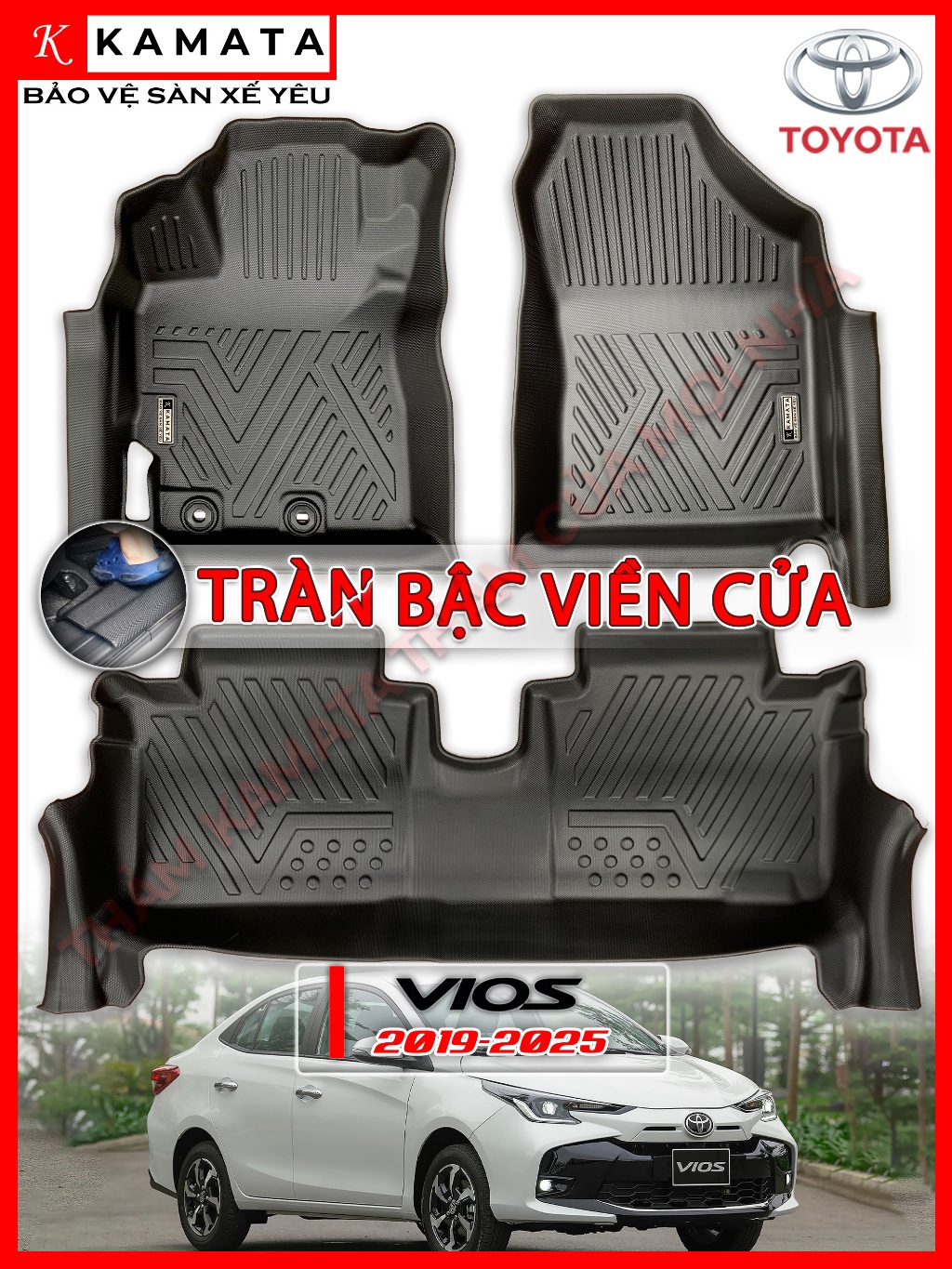 Thảm lót sàn ô tô Toyota Vios/Yaris 2019 - 2025