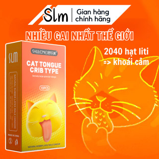 Bao Cao Su Siêu Mỏng Có Gai Lưỡi Mèo SLM Kéo Dài Quan Hệ Và Nhiều Gel Bôi Trơn - Hộp 10 Bcs