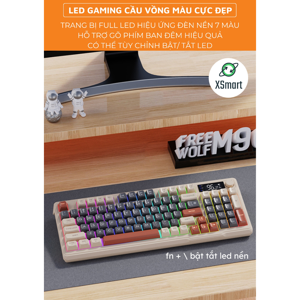 Bàn Phím Bluetooth Không Dây M96 NEW Keycap PBT, 2 Mode , Màn Hình, LED 7 Màu, Full Foam Gõ Êm | BigBuy360 - bigbuy360.vn
