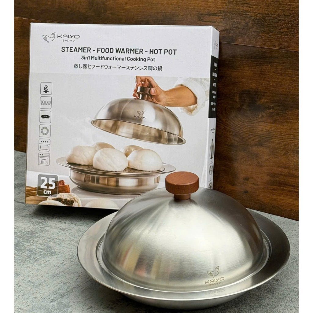 Nồi lẩu , nồi hấp đa năng 3 chi tiết kaiyo. Chất liệu inox sáng bóng và bền bỉ - đường kính 25cm