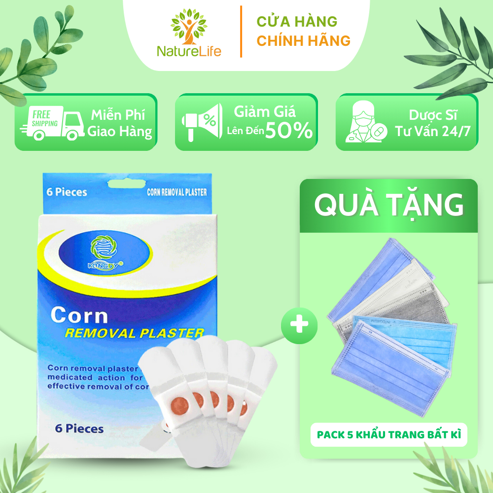 KM Miếng Dán Mụn Cóc Mụn Cơm Corn plaster KangDi Fobe - hộp 6 miếng NTLF