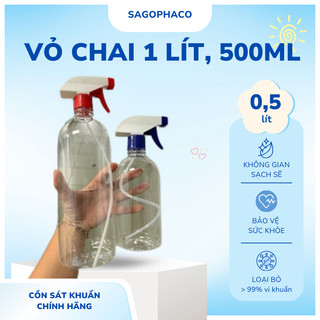 Vỏ Chai Nhựa Nguyên Sinh Pet Vòi Xịt Kính 500ml 1000ml Rỗng