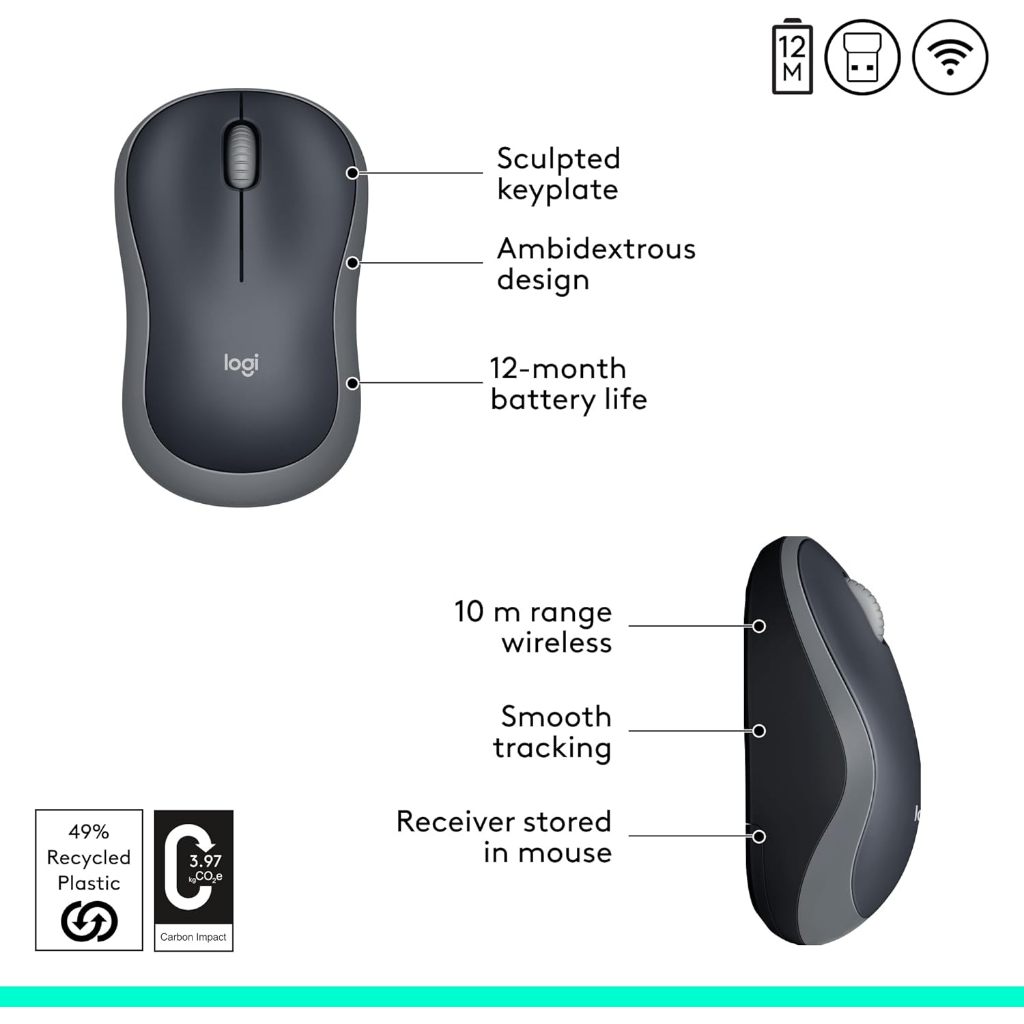 Chuột Không Dây Logitech M185 - hàng chính hãng | BigBuy360 - bigbuy360.vn