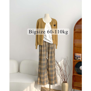 Quần Suông 110kg, Quần ống rộng chất liệu thô hoạ tiết kẻ sọc caro thiết kế lưng cao tôn dáng phong cách Hàn Quốc TD33