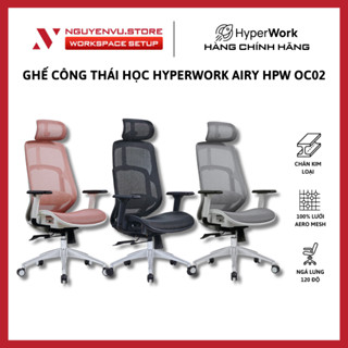 Ghế Công Thái Học HyperWork Airy HPW OC02 (Đen/ Trắng/Hồng) - Hàng Chính Hãng