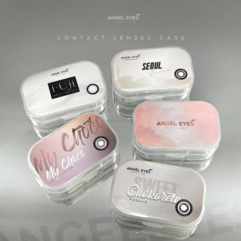 Khay đựng lens có gương chất liệu cao cấp Angel Eyes kèm bộ dụng cụ đeo lens (nhíp gắp lens, que đeo
