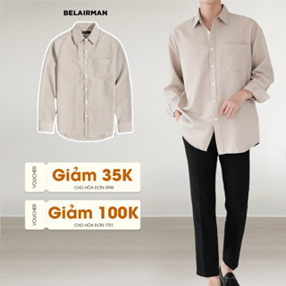  Áo sơ mi nam phông cách Hàn Quốc chất liệu lụa chống nhăn thấm hút mồ hôi tốt - BELAIRMAN 