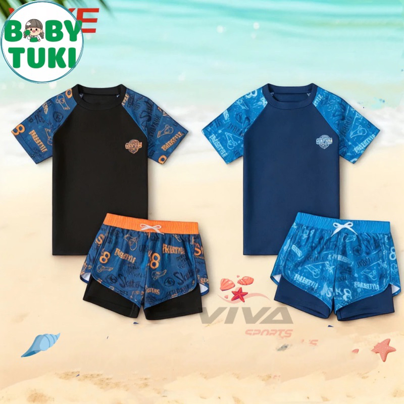 Đồ bơi bé trai cộc tay quần 2 lớp chất đẹp, đồ bơi cho bé trai sz 10-50kg