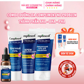 Bộ Chăm Sóc Da Dầu Mụn AHA BHA PHA Compliment, Sữa Rửa Mặt, Kem Dưỡng Ẩm, Serum, Kem Chấm Mụn