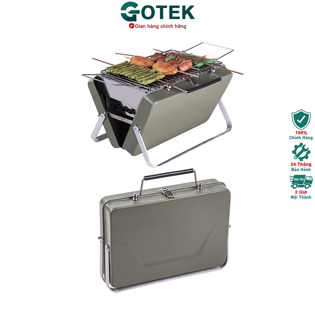 Bếp Nướng Than Hoa Gấp Gọn GOTEK X6-002 Cao Cấp, Thiết Kế Thông Minh, Chất Liệu Thép Sơn Tĩnh Điện K