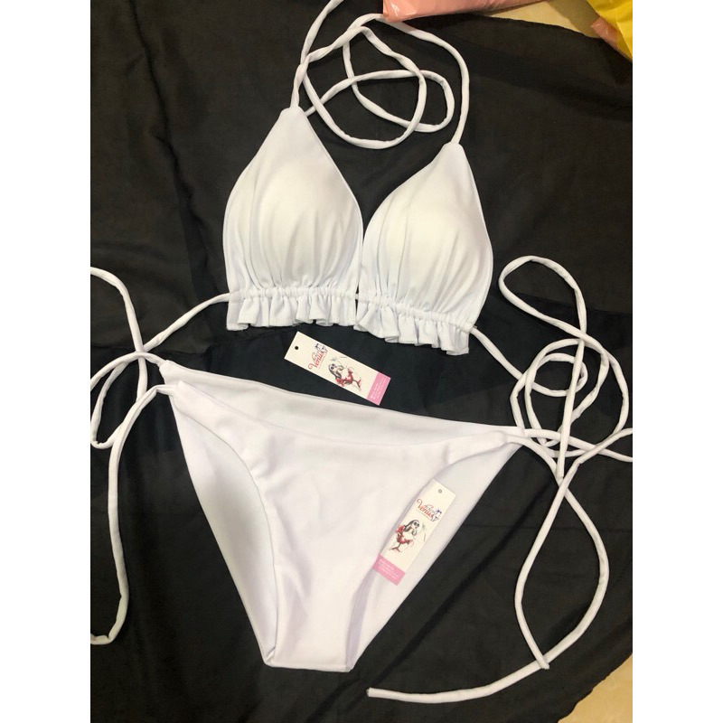 Bikni Đồ Bơi Nữ 2 Mảnh Hồng Áo bèo rút dây ( có sẵn) video+ hình thật | BigBuy360 - bigbuy360.vn