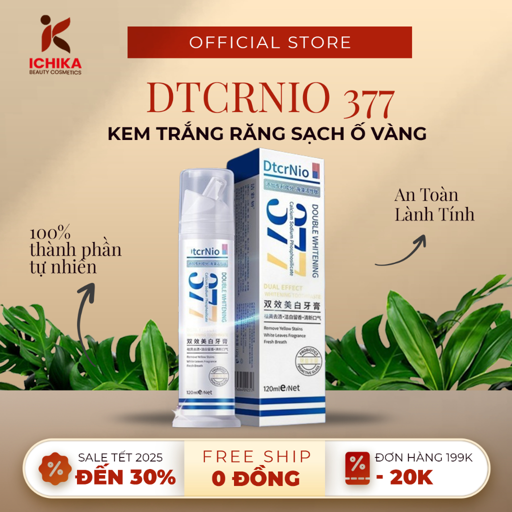 Kem Trắng Răng DTCRNIO 377 - Kem DTCRNIO Sạch Mảng Bám, Chăm Sóc Răng Miệng Và Hỗ Trợ Hơi Thở Thơm Mát 120ml