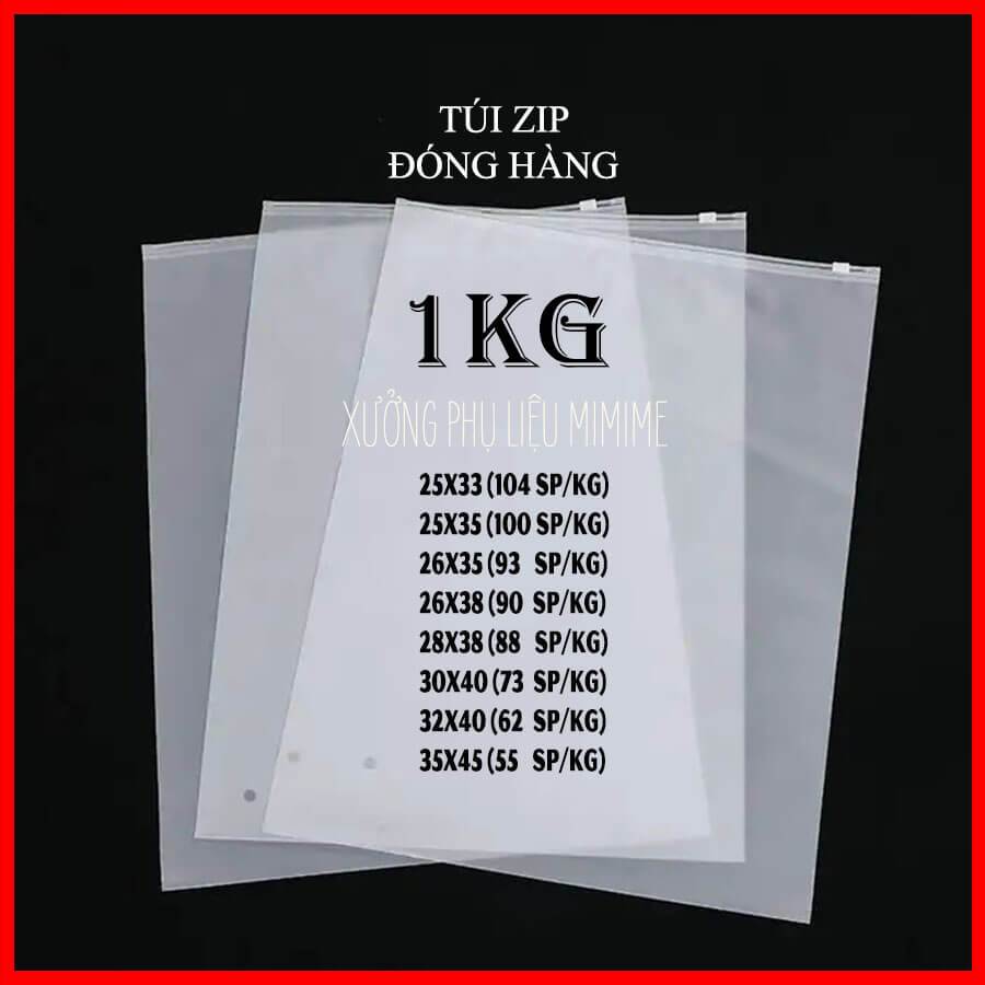 1KG Túi Zip trong suốt khóa kéo miệng đóng gói hàng quần áo cao cấp, túi đóng hàng PE dày dặn loại đẹp