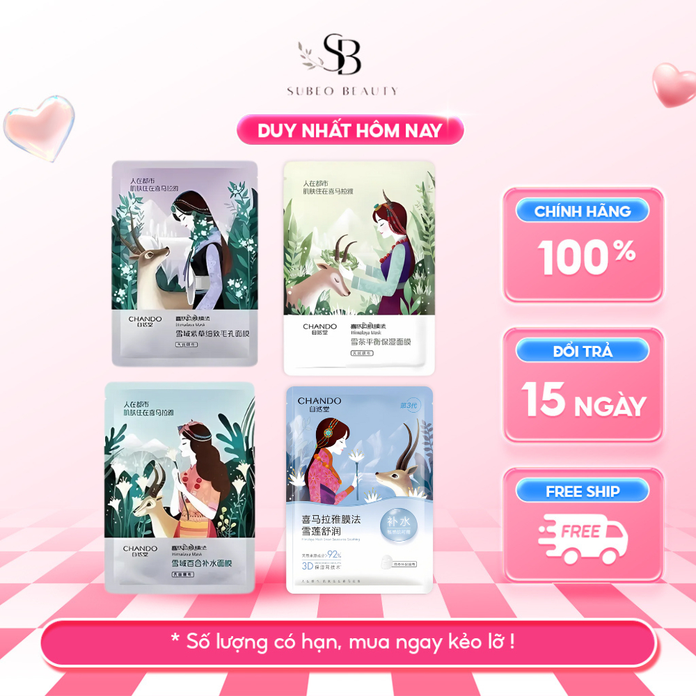 Mặt Nạ Giấy Chando Himalaya Đá Băng Cấp Ẩm Siêu Mỏng, Mask Dưỡng Da Se Khít Lỗ Chân Lông Sáng Da Kiề