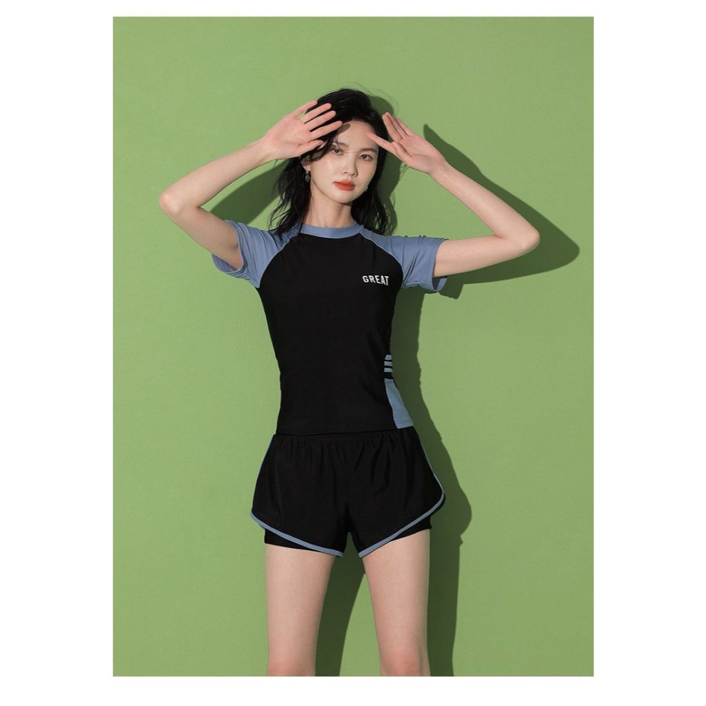 [K023] Bikini đi biển 2 mảnh đồ bơi nữ kín đáo set 3 chi tiết áo croptop kèm quần đùi kiểu Hàn Quốc | BigBuy360 - bigbuy360.vn
