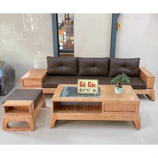 Sofa phòng khách nhỏ gọn gỗ sồi nga kiểu dáng sang trọng, hiện đại - bàn ghế gỗ thịt 100% mã 3MC