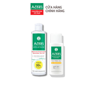 [VB] Combo làm sạch, chống nắng hiệu quả cho da mụn, da nhạy cảm Acnes (Nước tẩy trang 200ml + Sữa chống nắng 50ml)
