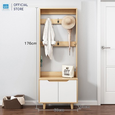[Giao lắp tại TP.HCM] Kệ Gỗ Trang Trí Đa Năng Để Giày Dép, Vật Dụng Trang Trí Kèm Móc Treo Hiện Đại SIB Decor TG09