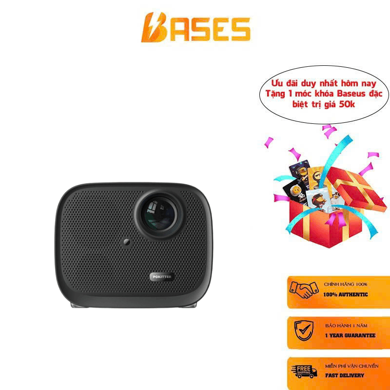 Máy chiếu Pokitter K1S, 1080P, chạy A.n.d.r.o.i.d, kết nối điện thoại ( hàng A.m.a.z.o.n)