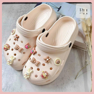 Dép Sục Cross Nam Nữ Đế Cao 4cm Tăng Chiều Cao Đi Mưa Chống Trơn Trượt Kèm 12 Charm Cứng TH4078