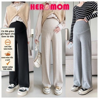  Quần bà bầu dài mùa đông ống suông rộng chất DẠ HÀN công sở dày dặn ấm áp Heromom Store 