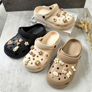 Dép Sục Nam Nữ Đế Cao 4cm , Dép Bít Mũi , Giày Sục  Đi Mưa Chống Trơn Trượt Tặng 12 Charm Cứng TH4078