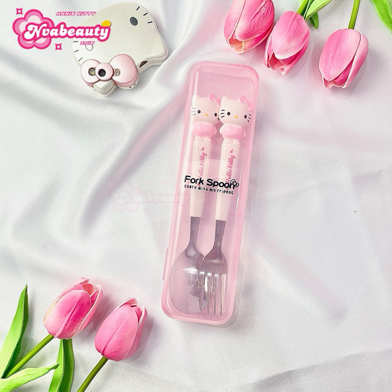[Sẵn Hàng HCM] Set Muỗng Nĩa Hello Kitty