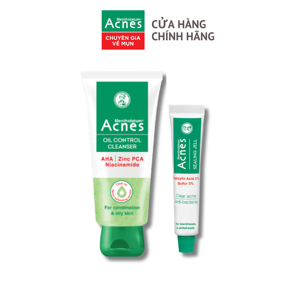   VB  Combo làm sạch chăm sóc da mụn đầu đen hiệu quả Acnes  Sữa rửa mặt 100g + Gel giảm mụn 18g  