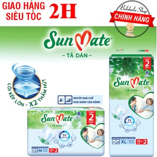 [MẪU MỚI GÓI LỚN] Tã dán người già Sunmate size M18/L18/XL18 tặng 2 miếng