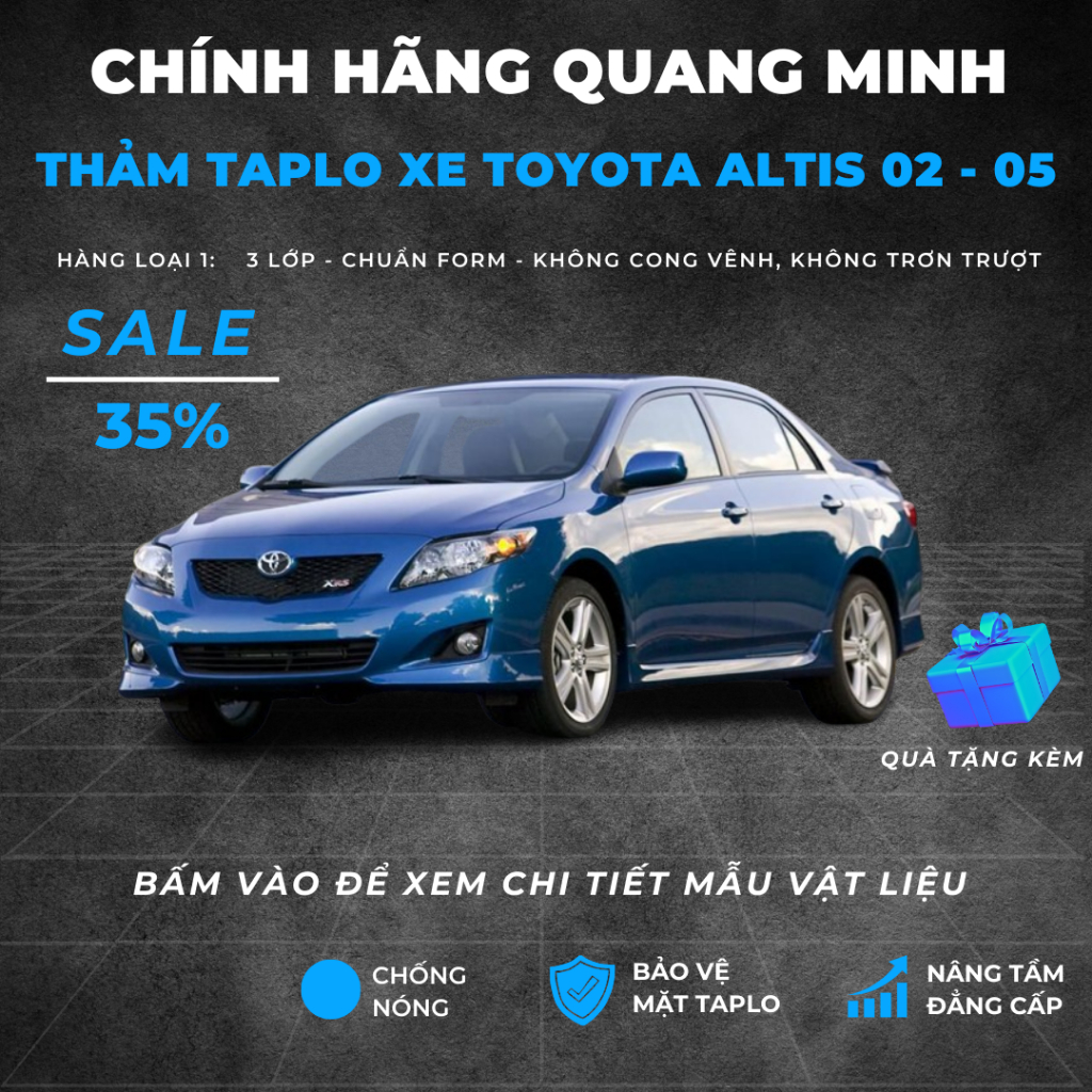 Thảm Taplo Ô Tô, Thảm Taplo Xe Toyota Altis 2002 - 2007 Chính Hãng QMCAR Hàng Xịn Nhiều Mẫu Lựa Chọn