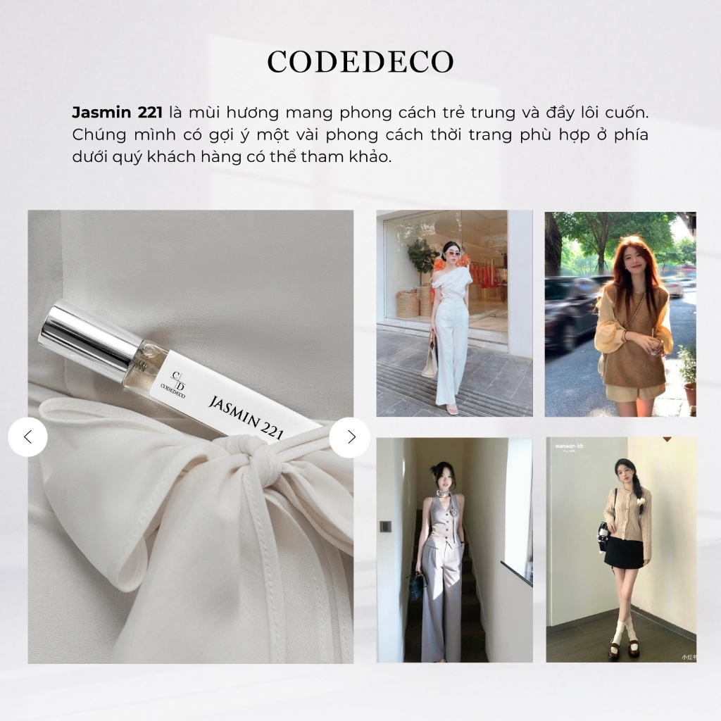 Tinh dầu thơm nữ CODEDECO Jasmin 221 10ml dạng xịt - Thanh lịch, Nhẹ nhàng, Sang trọng | BigBuy360 - bigbuy360.vn