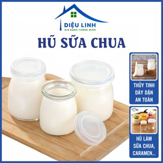 Hũ Sữa Chua, Yaourt 100ml 200ml Hũ Làm Sữa Chua Caramen Thủy Tinh Chịu Nhiệt Có Nắp Đậy Dieulinhshop