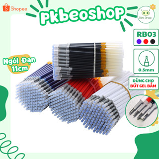 Ruột bút mực gel 0.5mm màu đen xanh đỏ Pkbeoshop 11cm ngòi đạn viết bi thay thế cho bút gel bấm RB03