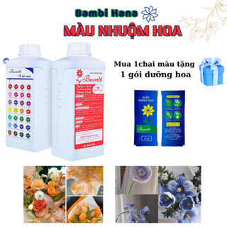 Thuốc nhuộm hoa tươi Bambi 1000ml, nước nhuộm hoa, màu nhuộm hoa tươi [Tặng kèm dưỡng gói]