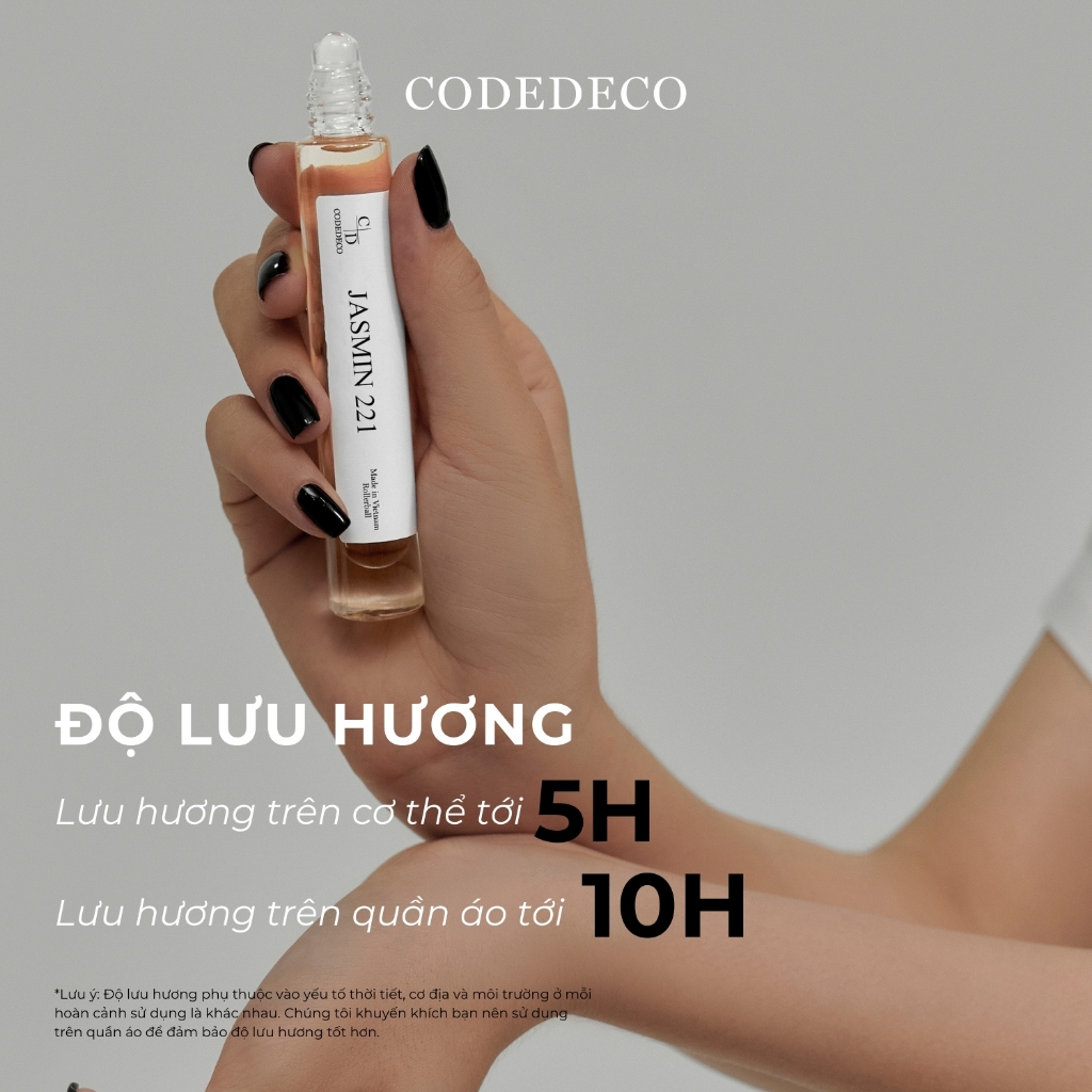 Tinh dầu thơm nữ CODEDECO Jasmin 221 10ml chai dạng lăn - Thanh lịch, Nhẹ nhàng, Sang trọng | BigBuy360 - bigbuy360.vn
