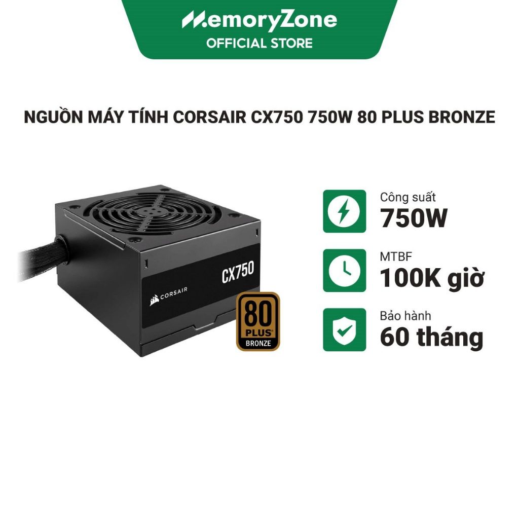 Nguồn máy tính Corsair CX750 750W 80 Plus Bronze CP-9020279-NA