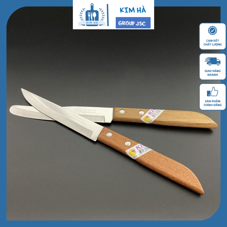 Dao gọt hoa quả kiwi Thái Lan cán gỗ đầu tròn cao cấp - dao gọt trái cây sắc bén tiện dụng - Kim Hà 