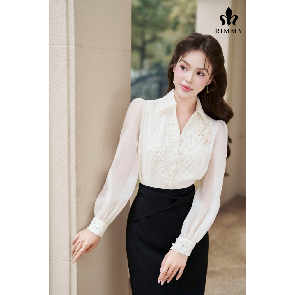 RIMMY - MEI Shirt Áo sơ mi công sở basic phối ren cách điệu mềm mại lịch sự
