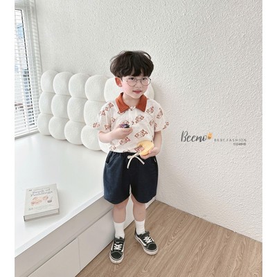 Set bộ cộc tay Beemo in tràn khoai tây vải cotton thoáng mát cho bé trai từ 9-24kg 5124BHB