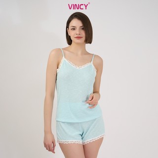 Bộ short thun cotton, áo 2 dây phối ren với họa tiết đặc trưng Noel BST032S11