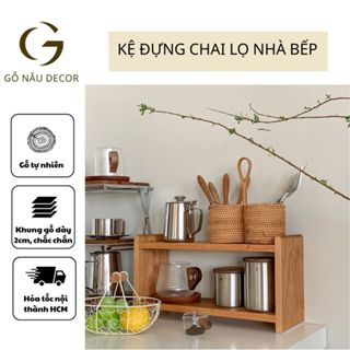 Kệ để chai lọ hộp đựng gia vị nhà bếp decor không gian bếp được làm bằng gỗ sồi
