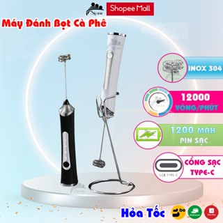 Máy đánh cà phê, Sipanic tạo bọt cà phê, đánh trứng mini cầm tay pin sạc 3 chế độ