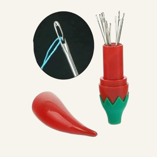 Bộ 12 Kim Khâu Quần Áo Thông Minh Không Cần Xỏ Chỉ Kèm Hộp Đựng Hình Quả Ớt Siêu Tiện Lợi Cho Chị Em