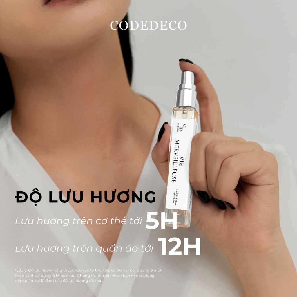 Tinh dầu thơm nữ CODEDECO Vie Merveilleuse 10ml dạng xịt - Nhẹ nhàng, Tinh tế, Ngọt ngào | BigBuy360 - bigbuy360.vn