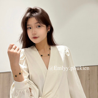  Vòng tay vòng cổ hoa tai Cỏ 4 lá may mắn bằng titian bh 10 năm k gỉ ẢNH THẬT 100% 