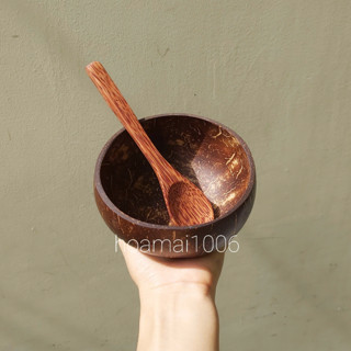 Bát gáo dừa và Muỗng gỗ ăn ngũ cốc Granola, tô đựng chè, sinh tố, trái cây, salad, trộn mặt nạ, decor