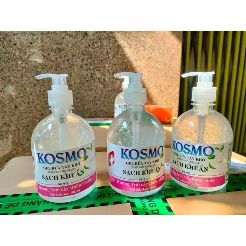 Gel rửa tay khô kosmo chai 500ml hương bạc hà , hương trà xanh , hương xả chanh , hương dâu .