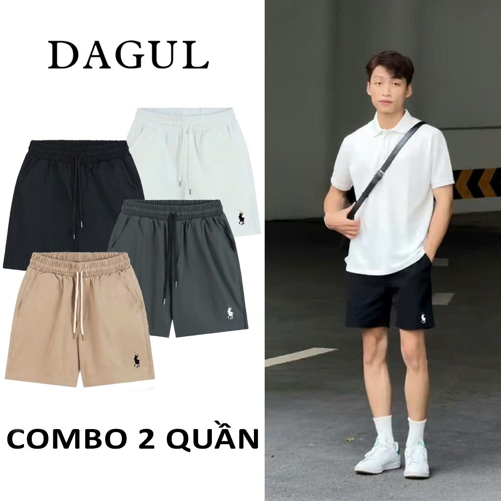 Combo 2 quần short kaki nam nữ DAGUL thêu ngựa chất liệu kaki gió mặc thoáng mát