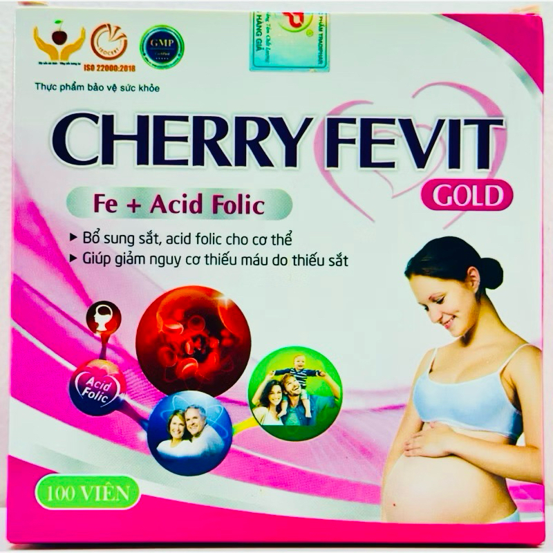 Viên Uống Bổ Sung Sắt Cho Cơ Thể CHERRY FEVIT🍒 Hộp 100 Viên