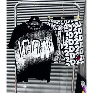 Bộ Quần Áo Thun DSQ Vẩy Sơn Chữ Icon Hotrend Hè 2025, Mẫu Quần áo Hè Nam Hot Siêu Thoáng Mát, Bộ Đồ Nam Hè Chất Siêu Mát